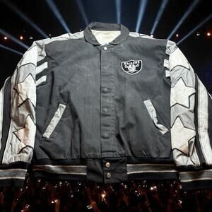 Vintage Distressed 1980s Jeff Hamilton LA Los Angeles Raiders Leather XL Jacket